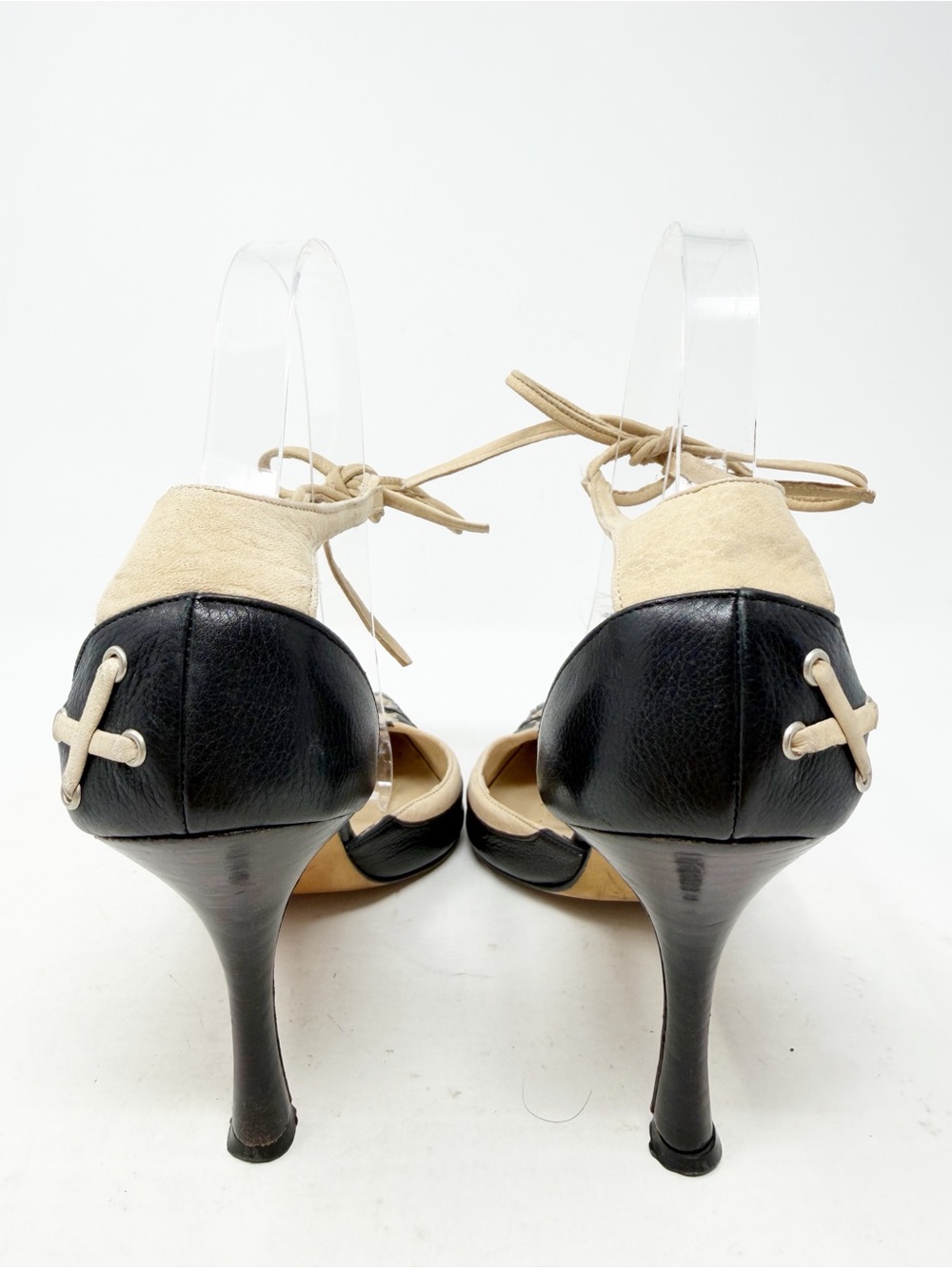 Manolo Blahnik Vintage Lace Up Pointed Toe Heels Womens Size EU 36.5 - Picture 4 of 12